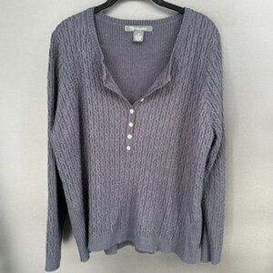89th and Madison Knitted Sweater Plus Size 3X Navy Button Up Layering